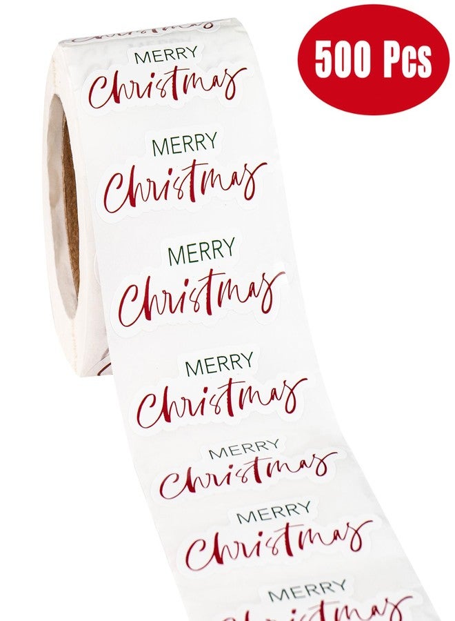 WRAPAHOLIC Christmas Gift Stickers - Merry Christmas Lettering Design, Gift Tags Stickers for Holiday, Party - 1.14 x 2.63 Inch 500 Total Adhesive Labels - Image 2
